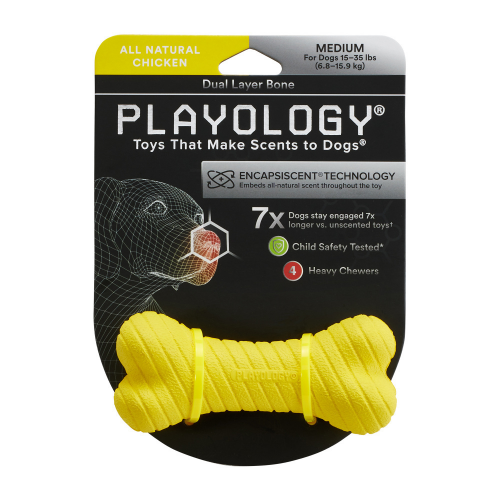 Playology Dual Layer Bone Chicken Scented Dog Toy - Image 3