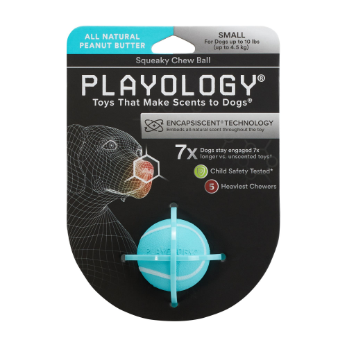 Playology Squeaky Chew Ball Peanut Butter Scented Dog Toy - Image 3