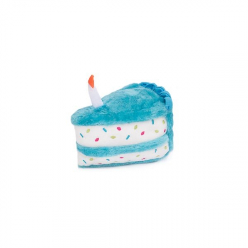 Plush Blue Birthday Cake Dog Toy