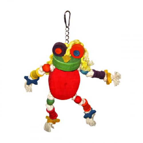 Happy Beaks Silly Wooden Frog Bird Toy Bird Cage Accessory