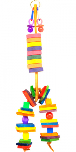 Happy Beaks Wooden Spoon With Bagels, Blocks, & Beads Bird Cage Accessory