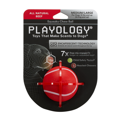 Playology Squeaky Chew Ball Beef Scented Dog Toy - Image 4