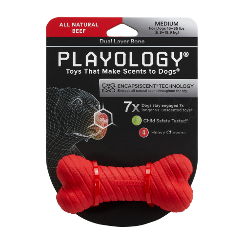 Playology Dual Layer Bone Beef Scented Dog Toy - Image 5