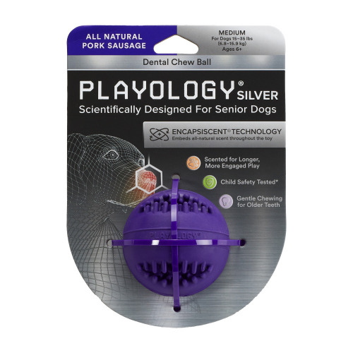 Playology Dental Chew Ball Pork Sausage Scented Dog Toy - Image 4